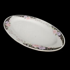 Imperial’s Fine China Universal 14"x10" Oval Serving Platter Black Floral Border